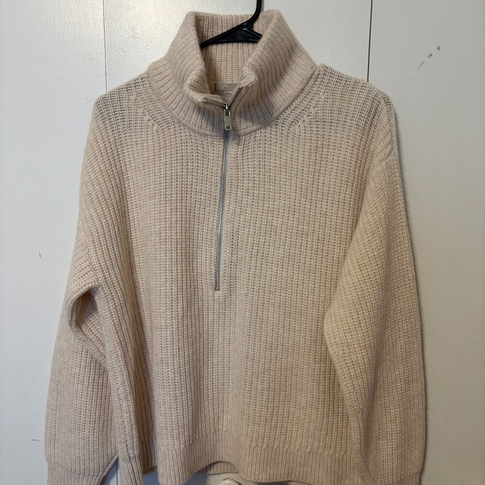 Everlane The Felted Merino Half Zip Sweater- White– Small – Like New - Picture 2 of 8